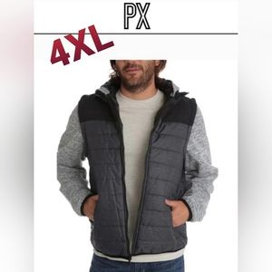 PX Clothing Black Marvin Quilted Puffer Hooded Jacket 4XL NWT